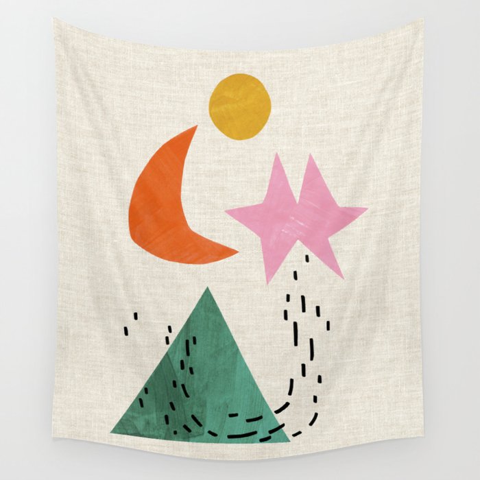 Orange Moon Mountain Wall Tapestry Gallery Image 4