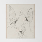 Minimal Butterfly Sketch Throw Blanket Gallery Image 2