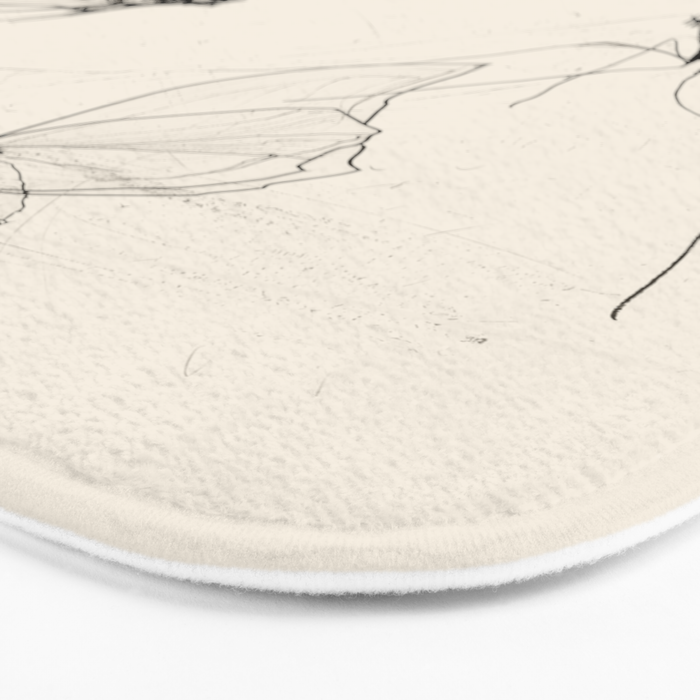 Minimal Butterfly Sketch Bath Mat Gallery Image 3