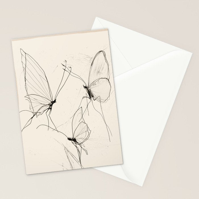 Minimal Butterfly Sketch Stationery Card Gallery Image 2