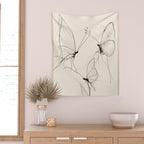 Minimal Butterfly Sketch Wall Tapestry Gallery Image 2