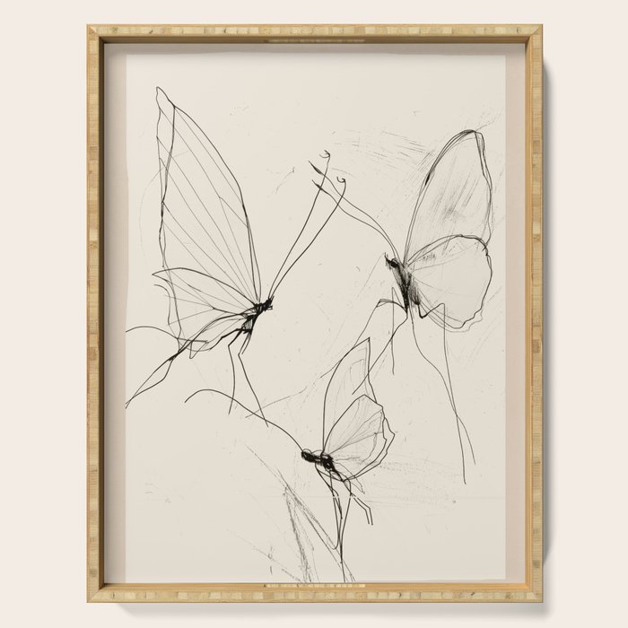 Minimal Butterfly Sketch Serving Tray Gallery Image 1