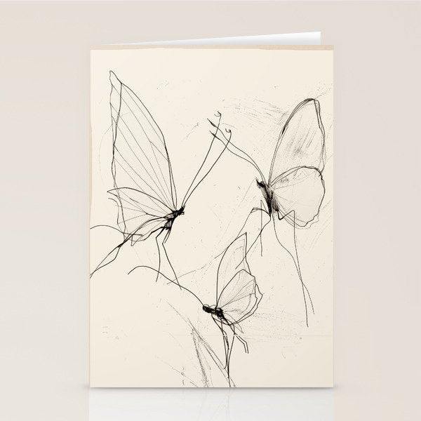 Minimal Butterfly Sketch Stationery Card Gallery Image 1