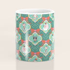 Christmas Dogs Festive Furry Holiday Ornaments Damask Dark Green  Coffee Mug Gallery Image 4