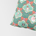 Christmas Dogs Festive Furry Holiday Ornaments Damask Dark Green  Pillow Sham Gallery Image 4