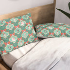 Christmas Dogs Festive Furry Holiday Ornaments Damask Dark Green  Pillow Sham Gallery Image 2