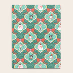Christmas Dogs Festive Furry Holiday Ornaments Damask Dark Green  Notebook Gallery Image 4