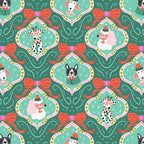 Christmas Dogs Festive Furry Holiday Ornaments Damask Dark Green  Coffee Mug Gallery Image 2