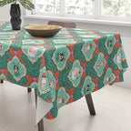 Christmas Dogs Festive Furry Holiday Ornaments Damask Dark Green  Tablecloth Gallery Image 3