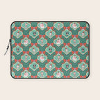Christmas Dogs Festive Furry Holiday Ornaments Damask Dark Green  Laptop Sleeve Gallery Image 1