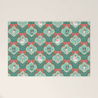 Christmas Dogs Festive Furry Holiday Ornaments Damask Dark Green  Welcome Mat Gallery Image 1