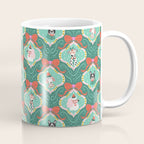 Christmas Dogs Festive Furry Holiday Ornaments Damask Dark Green  Coffee Mug Gallery Image 1