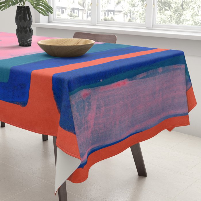 Double Blue Pink Colourfield  Tablecloth Gallery Image 3