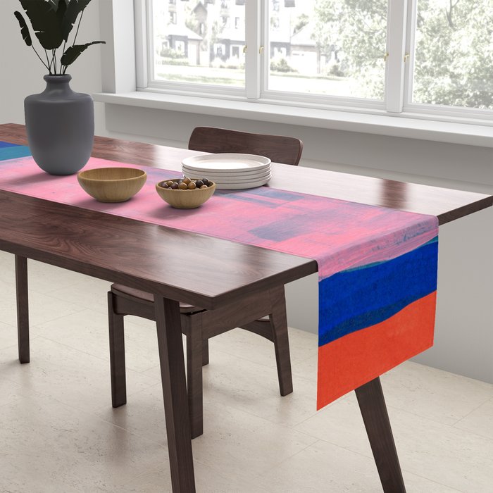 Double Blue Pink Colourfield  Table Runner Gallery Image 2