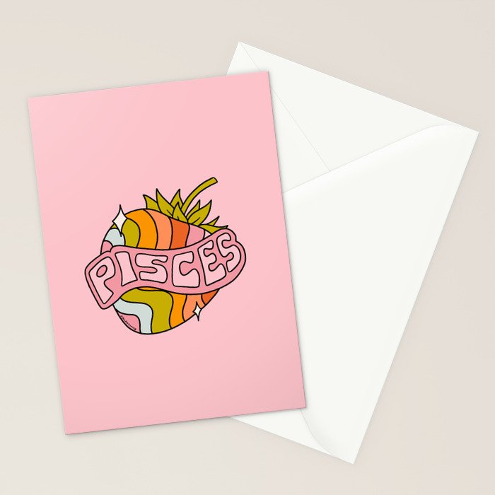 Pisces Strawberry Stationery Card Gallery Image 2