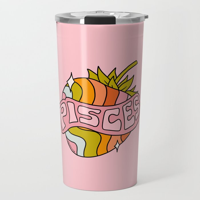 Pisces Strawberry Travel Mug Gallery Image 1
