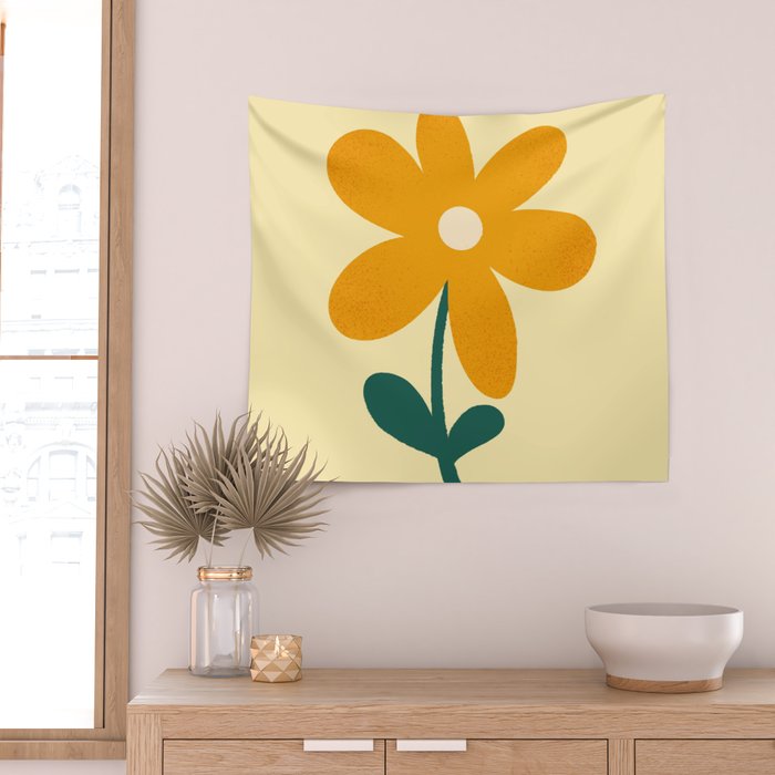 Giant yellow flower Wall Tapestry Gallery Image 2