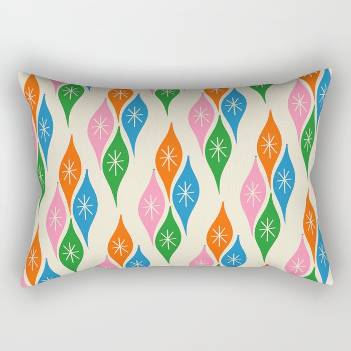 Colorful Christmas Mid Century Modern Retro Ornaments Atomic Pattern Rectangular Pillow Gallery Image 1