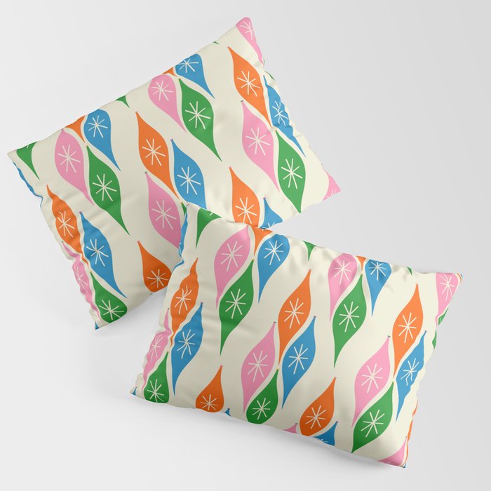 Colorful Christmas Mid Century Modern Retro Ornaments Atomic Pattern Pillow Sham Gallery Image 3