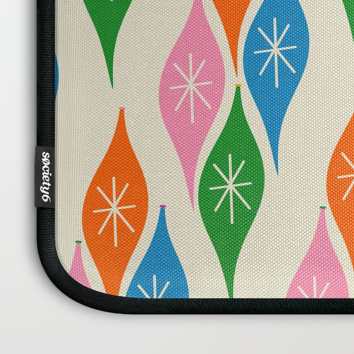 Colorful Christmas Mid Century Modern Retro Ornaments Atomic Pattern Laptop Sleeve Gallery Image 3
