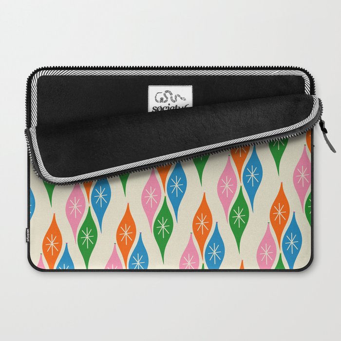 Colorful Christmas Mid Century Modern Retro Ornaments Atomic Pattern Laptop Sleeve Gallery Image 2