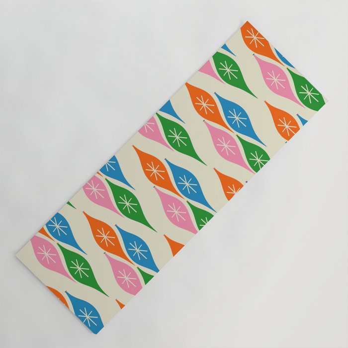 Colorful Christmas Mid Century Modern Retro Ornaments Atomic Pattern Yoga Mat Gallery Image 1