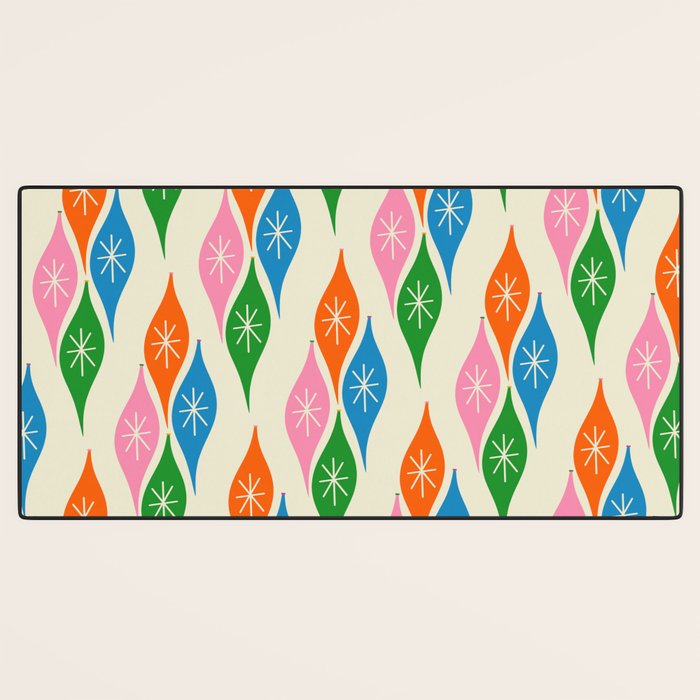 Colorful Christmas Mid Century Modern Retro Ornaments Atomic Pattern Desk Mat Gallery Image 3