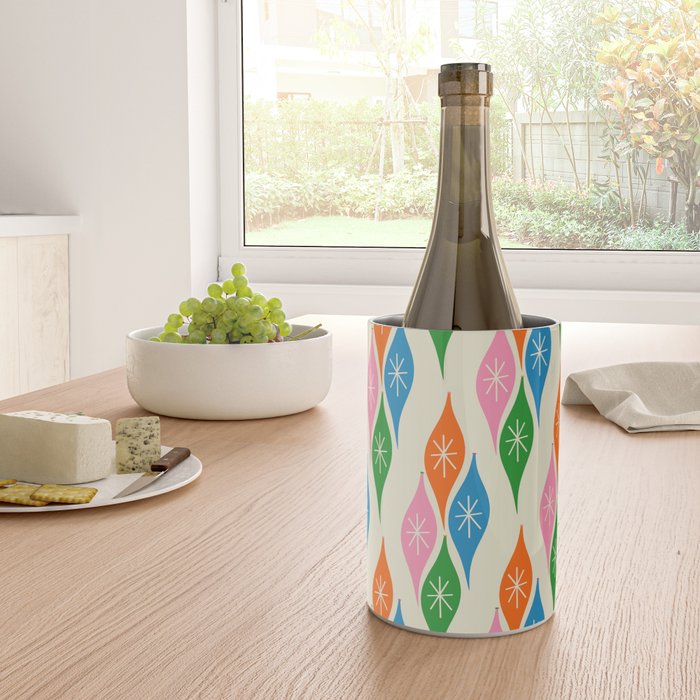Colorful Christmas Mid Century Modern Retro Ornaments Atomic Pattern Wine Chiller Gallery Image 4