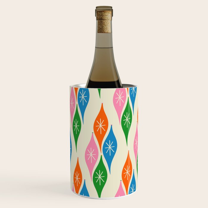 Colorful Christmas Mid Century Modern Retro Ornaments Atomic Pattern Wine Chiller Gallery Image 3