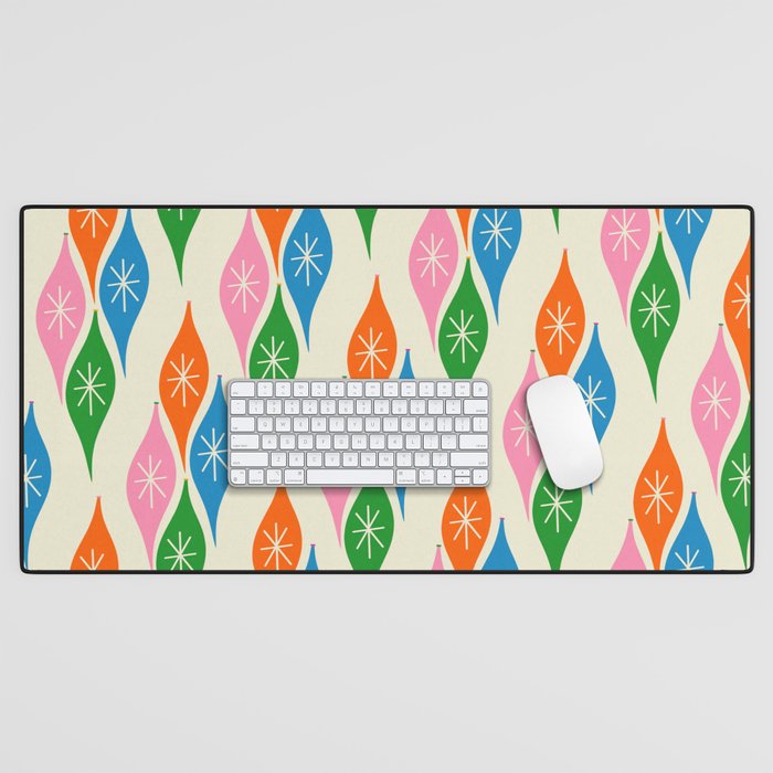 Colorful Christmas Mid Century Modern Retro Ornaments Atomic Pattern Desk Mat Gallery Image 1