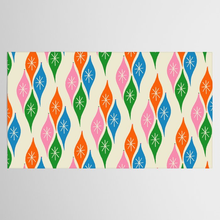 Colorful Christmas Mid Century Modern Retro Ornaments Atomic Pattern Tablecloth Gallery Image 2