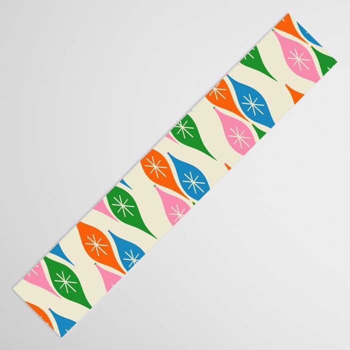 Colorful Christmas Mid Century Modern Retro Ornaments Atomic Pattern Table Runner Gallery Image 3