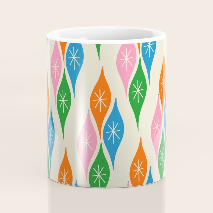 Colorful Christmas Mid Century Modern Retro Ornaments Atomic Pattern Coffee Mug Gallery Image 4