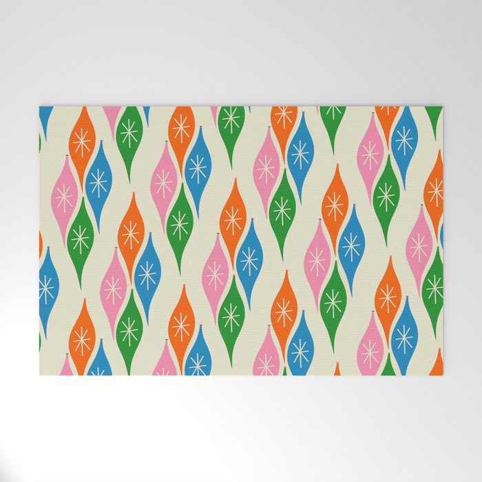Colorful Christmas Mid Century Modern Retro Ornaments Atomic Pattern Welcome Mat Gallery Image 1