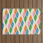 Colorful Christmas Mid Century Modern Retro Ornaments Atomic Pattern Outdoor Rug Gallery Image 1