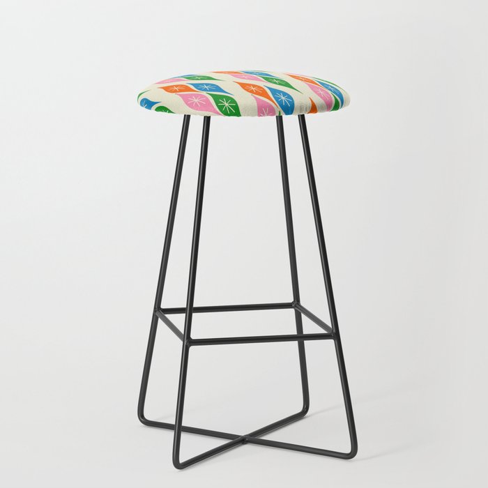 Colorful Christmas Mid Century Modern Retro Ornaments Atomic Pattern Stool Gallery Image 1