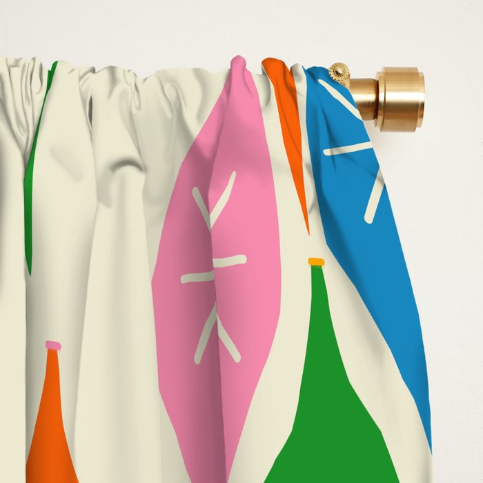 Colorful Christmas Mid Century Modern Retro Ornaments Atomic Pattern Window Curtain Gallery Image 2