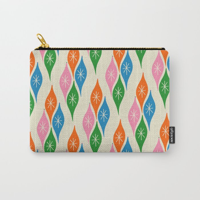 Colorful Christmas Mid Century Modern Retro Ornaments Atomic Pattern Carry All Pouch Gallery Image 1
