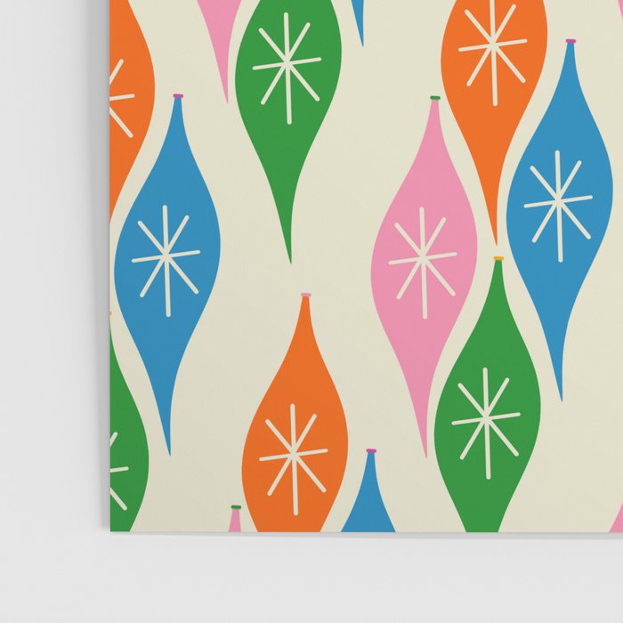 Colorful Christmas Mid Century Modern Retro Ornaments Atomic Pattern Poster Gallery Image 3