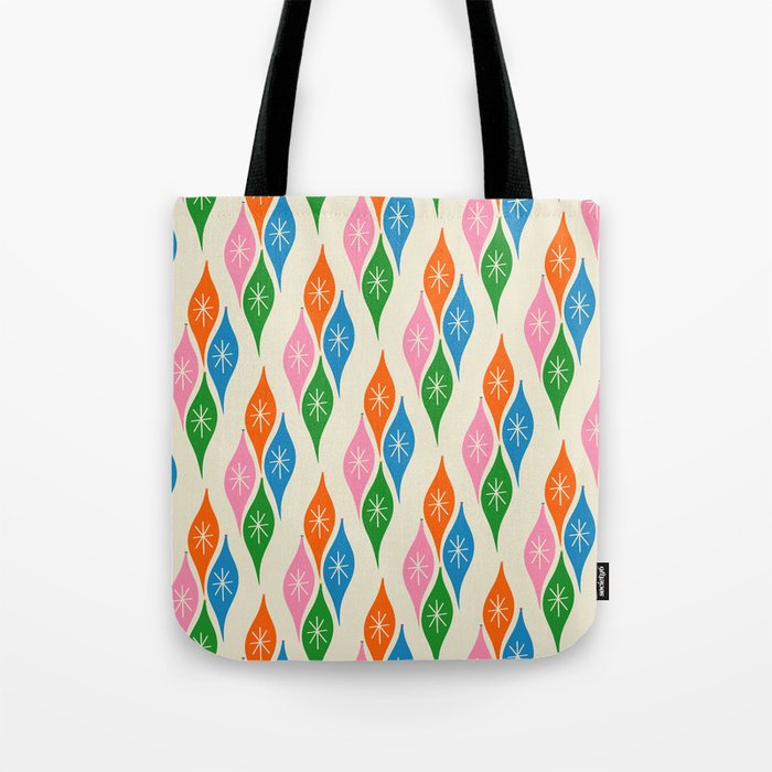 Colorful Christmas Mid Century Modern Retro Ornaments Atomic Pattern Tote Bag Gallery Image 1