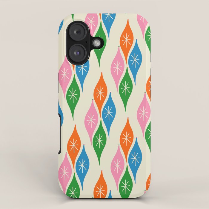 Colorful Christmas Mid Century Modern Retro Ornaments Atomic Pattern iPhone Case Gallery Image 1