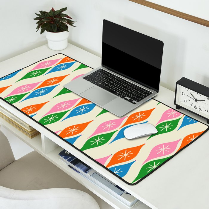 Colorful Christmas Mid Century Modern Retro Ornaments Atomic Pattern Desk Mat Gallery Image 2
