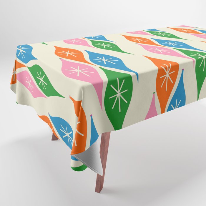 Colorful Christmas Mid Century Modern Retro Ornaments Atomic Pattern Tablecloth Gallery Image 1