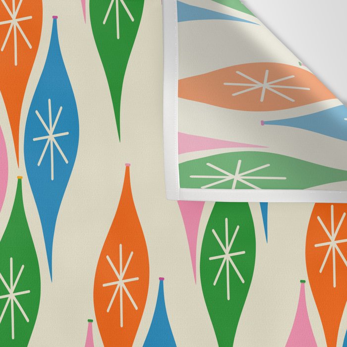 Colorful Christmas Mid Century Modern Retro Ornaments Atomic Pattern Wall Tapestry Gallery Image 3