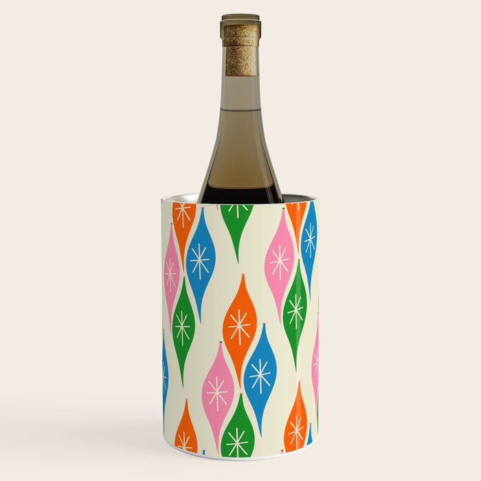 Colorful Christmas Mid Century Modern Retro Ornaments Atomic Pattern Wine Chiller Gallery Image 2