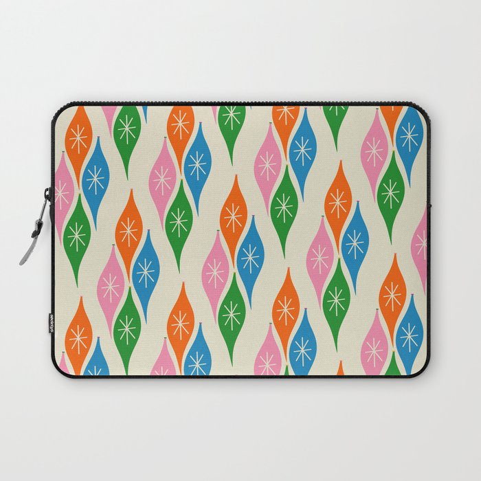 Colorful Christmas Mid Century Modern Retro Ornaments Atomic Pattern Laptop Sleeve Gallery Image 1