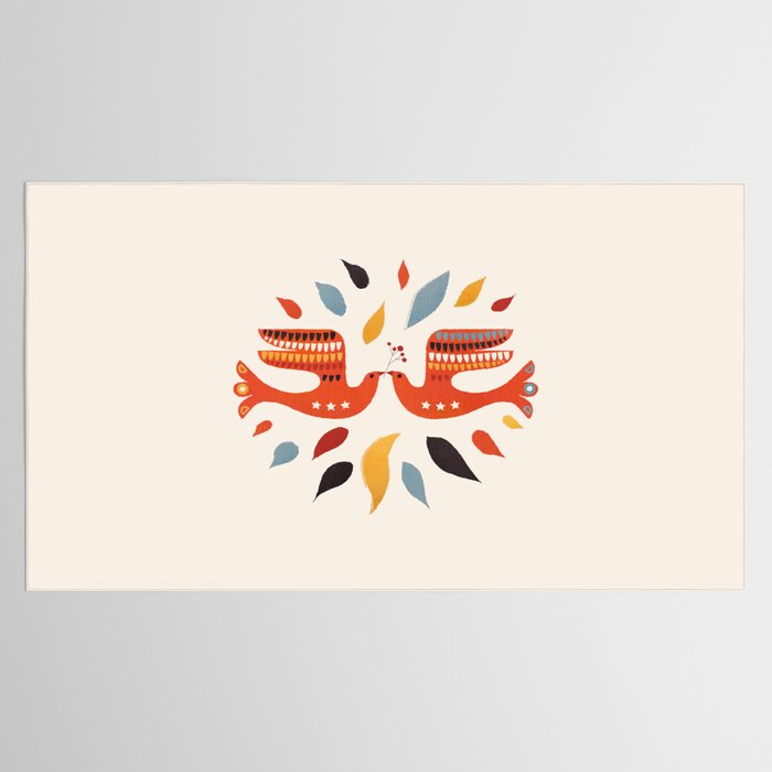 A Pair Of Festive Birds Tablecloth Gallery Image 2