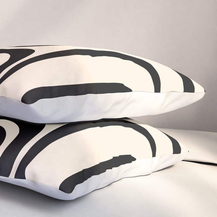 Palm Springs - Midcentury Modern Abstract Pattern in Black and Almond Cream  Pillow Sham Gallery Image 3
