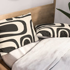 Palm Springs - Midcentury Modern Abstract Pattern in Black and Almond Cream  Pillow Sham Gallery Image 2