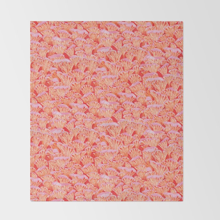 Cyber pink mushrooms Throw Blanket Gallery Image 2